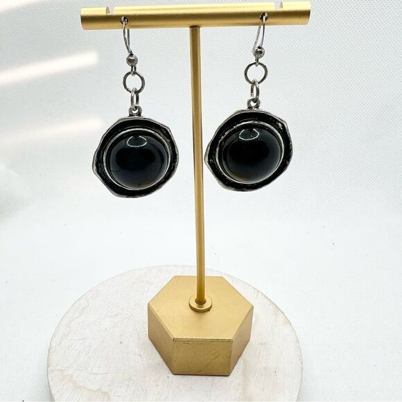 Jewelry - 🍭4/$20 Black and Silver Circular Pendant Drop Dangle Earrings